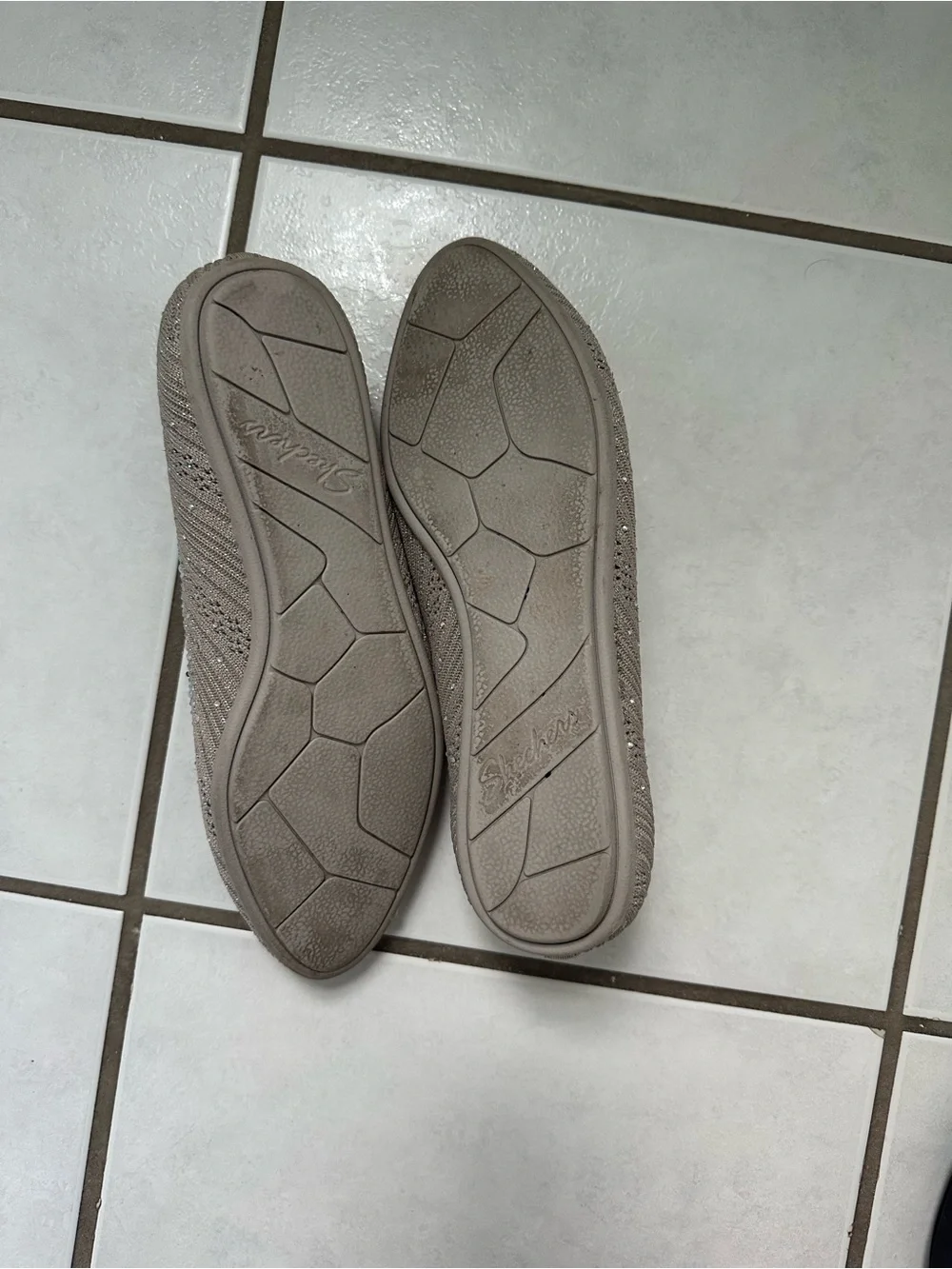 Skechers Taupe Embellished Flats